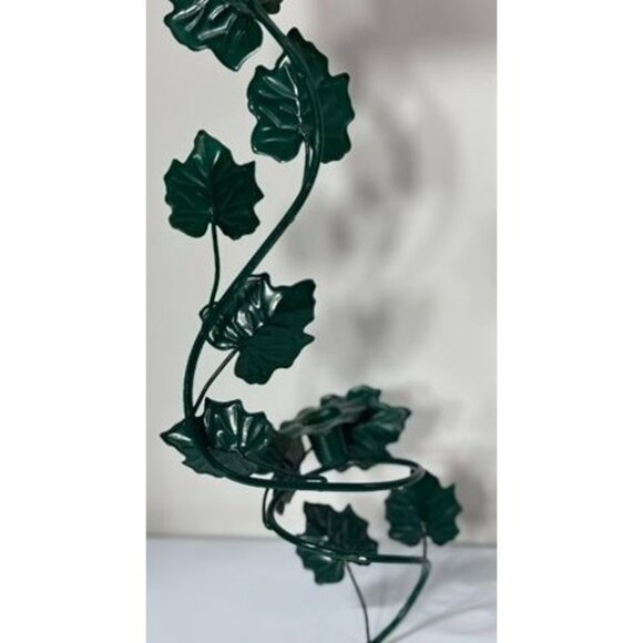 Vtg Green Metal Vine Leaf Candle Holder Wall Hanging Sconce - Picture 5 of 7